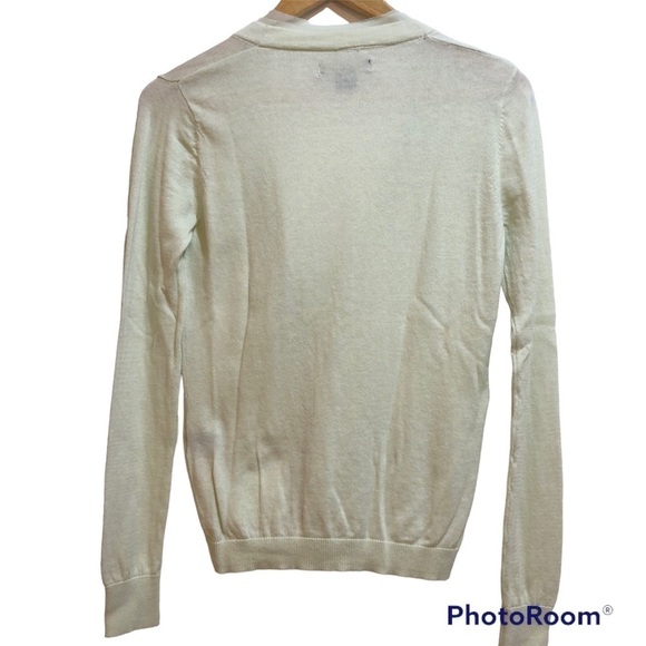 Cotton Cashmere Pastel Green button up cardigan SOFT with front pockets. Medium - Picture 9 of 9